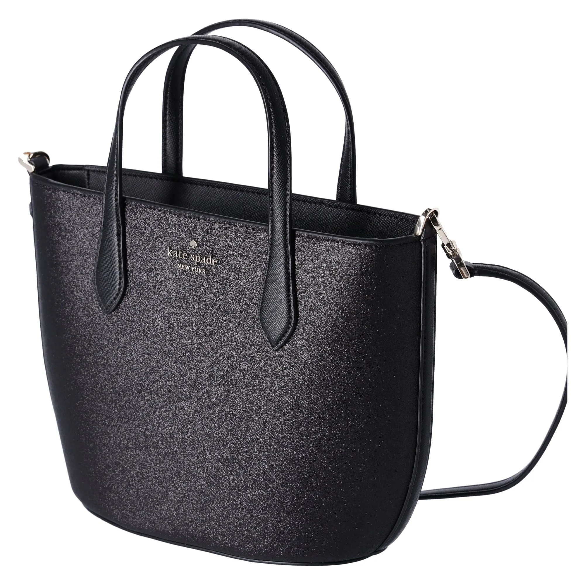 Kate Spade Glitter Glimmer Small Zip Satchel Crossbody Bag Black Holiday