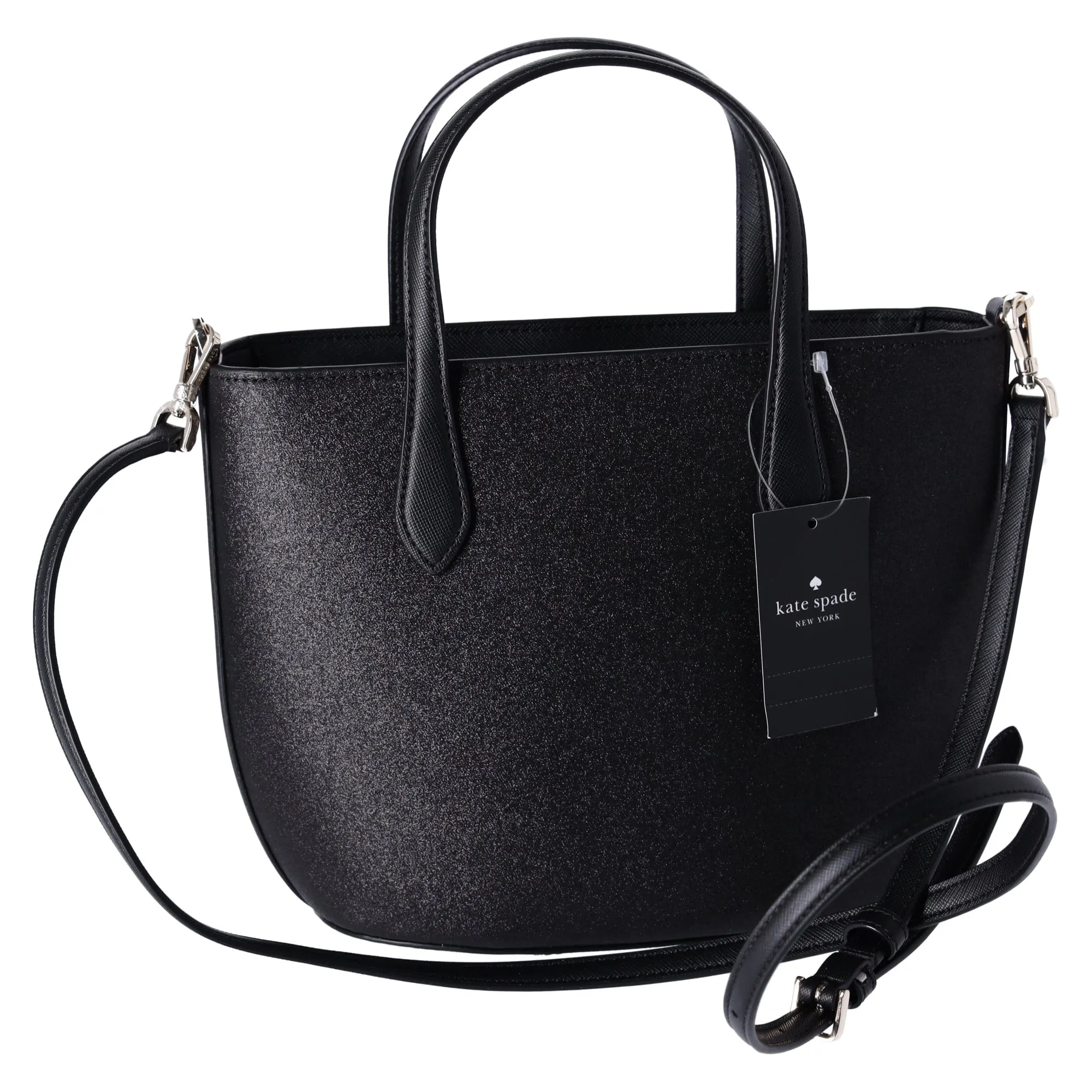 Kate Spade Glitter Glimmer Small Zip Satchel Crossbody Bag Black Holiday