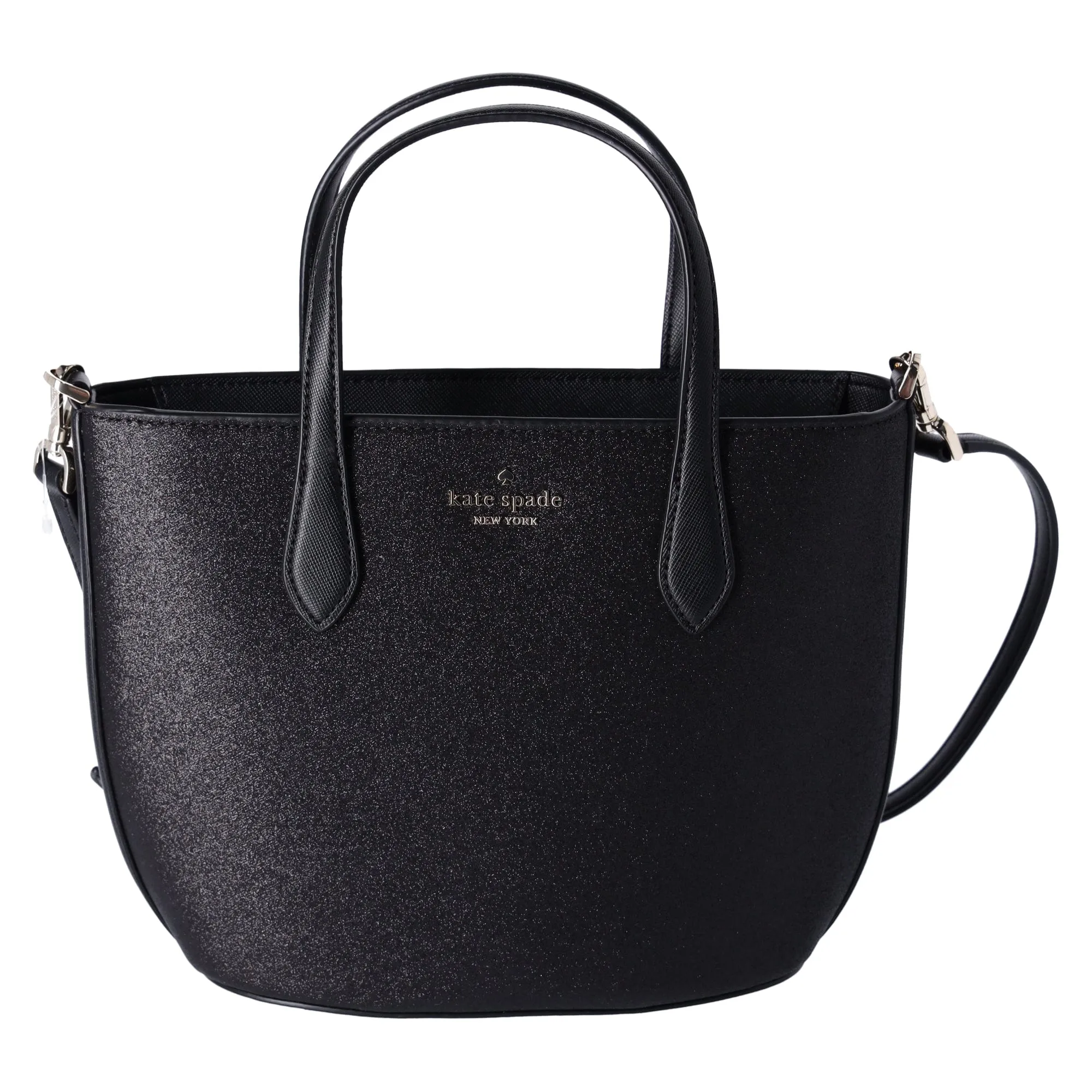 Kate Spade Glitter Glimmer Small Zip Satchel Crossbody Bag Black Holiday