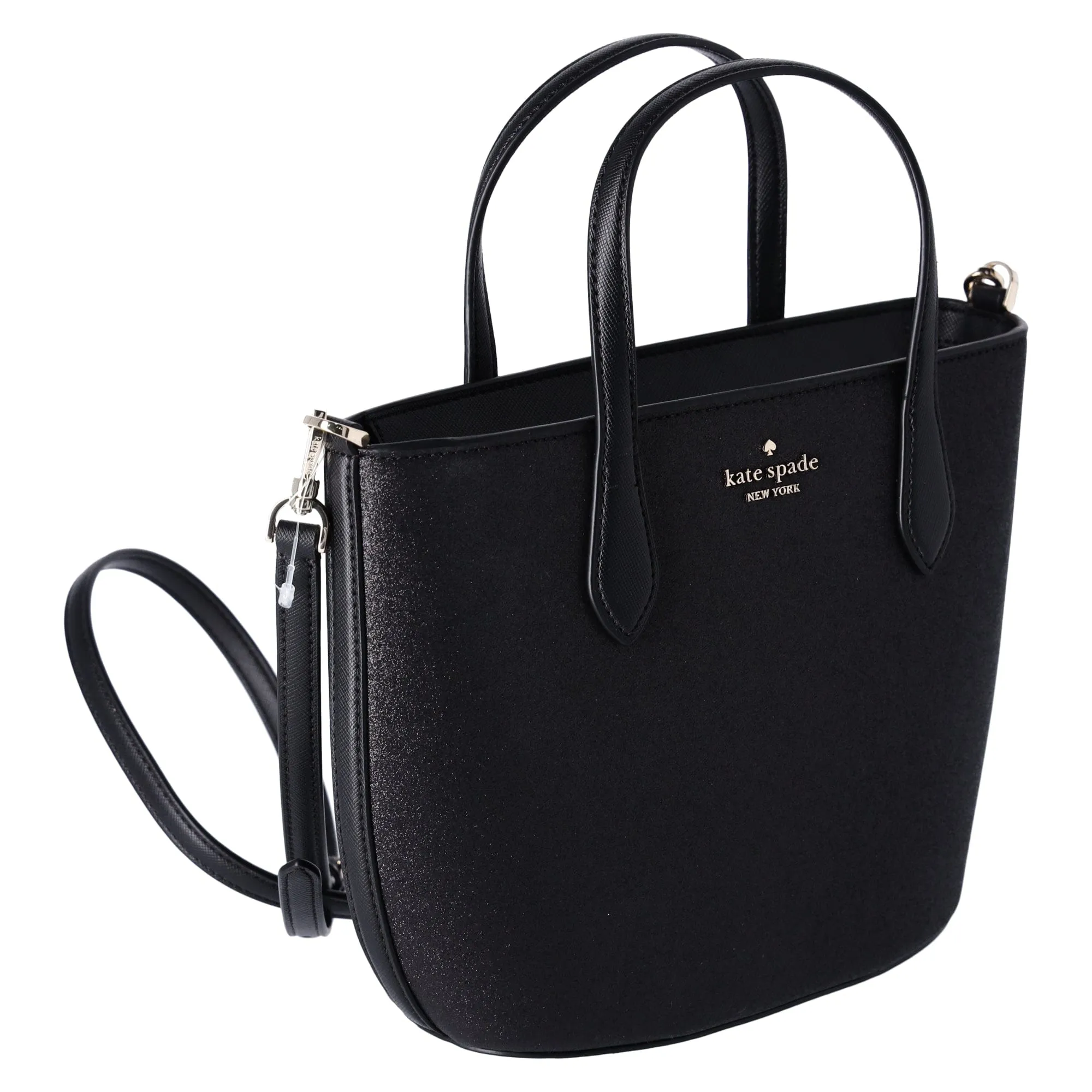 Kate Spade Glitter Glimmer Small Zip Satchel Crossbody Bag Black Holiday