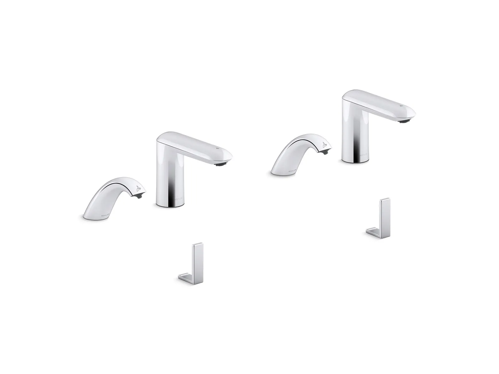 KOHLER K-181032-BK1 Kumin Curve Touchless lavatory faucets and soap dispensers with Kinesis sensor technology, AC-powered, 0.5 gpm