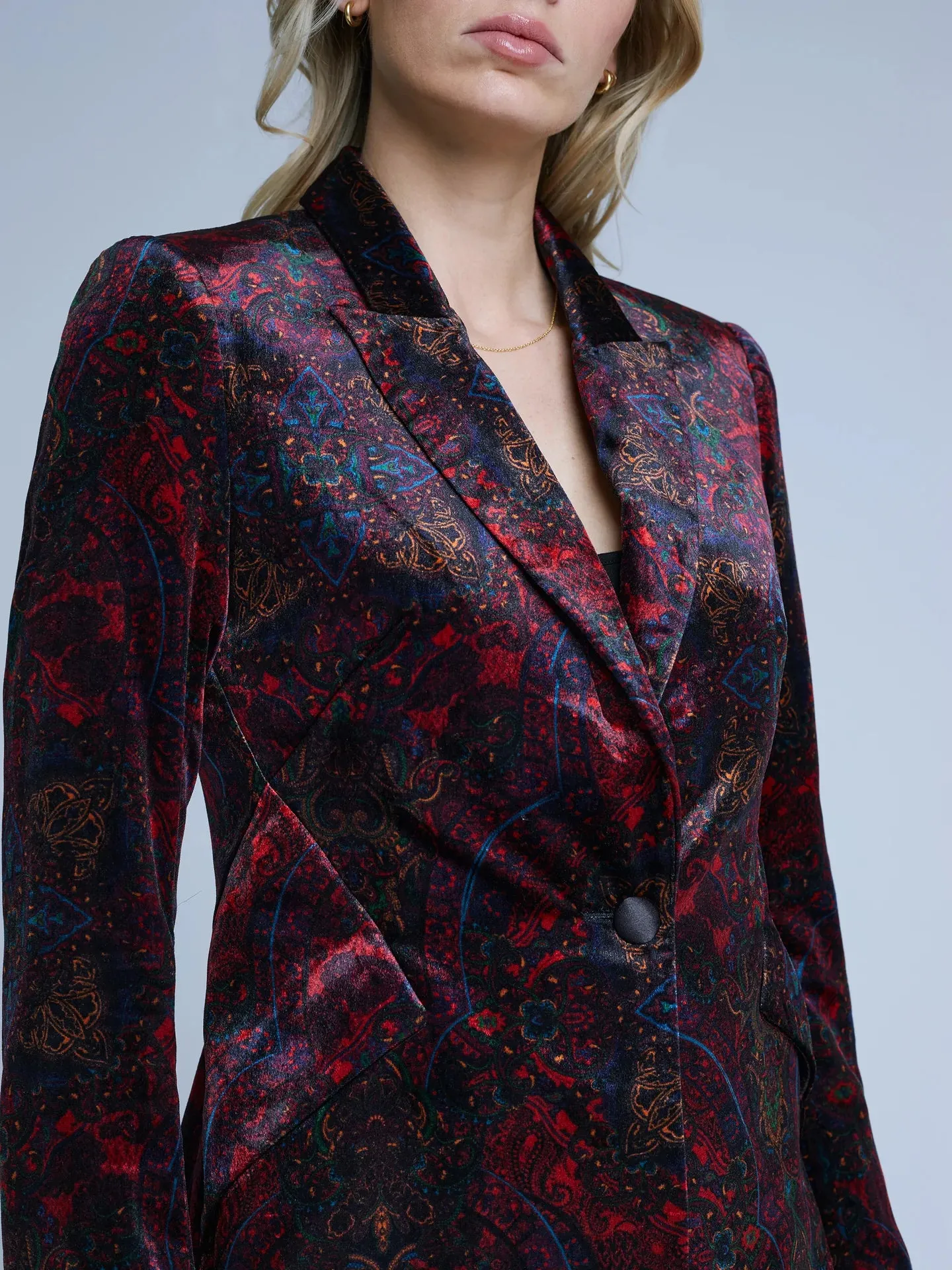L'Agence - Chamberlain Velvet Blazer - Black & Red Medallion Paisley