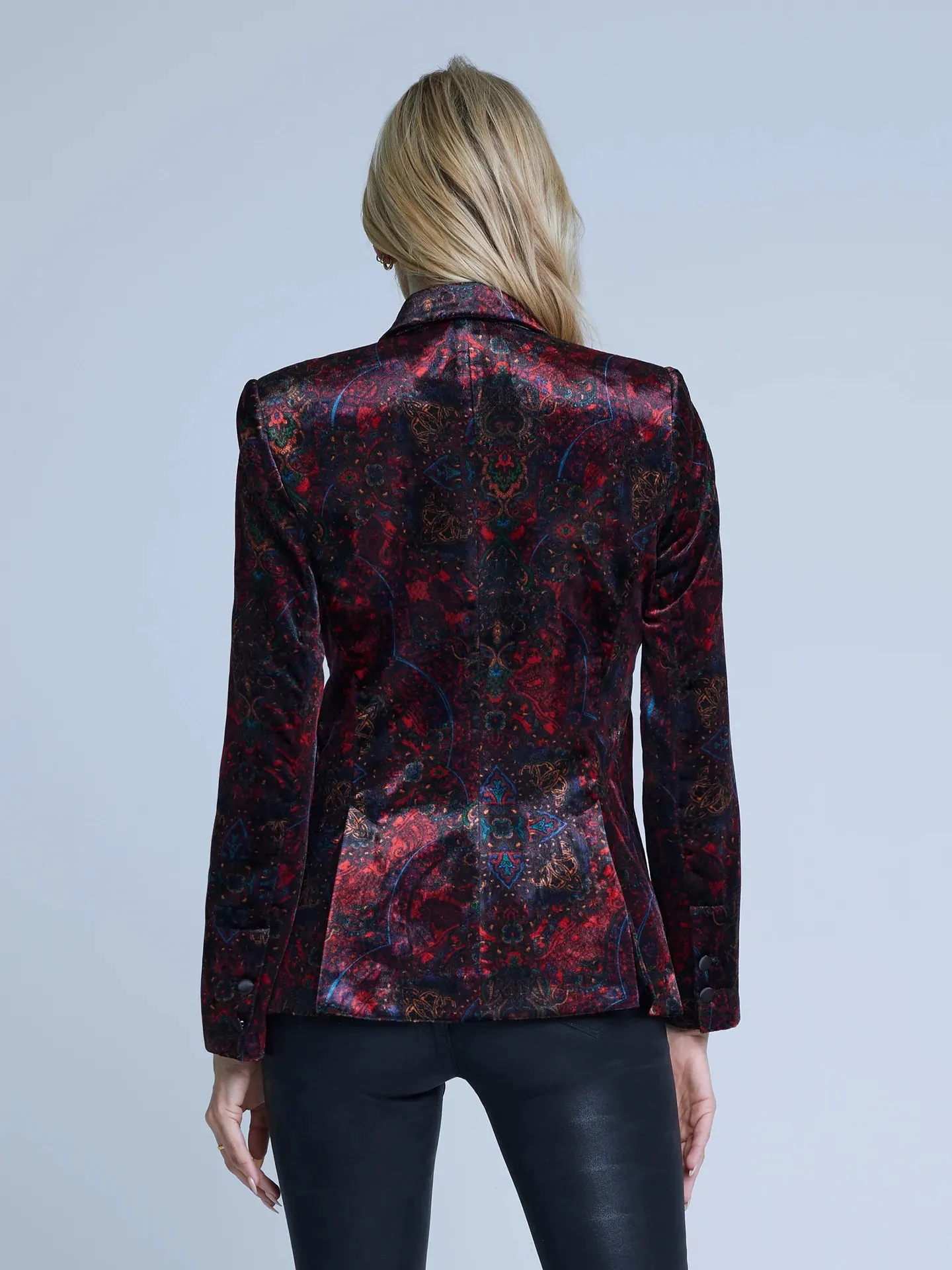 L'Agence - Chamberlain Velvet Blazer - Black & Red Medallion Paisley