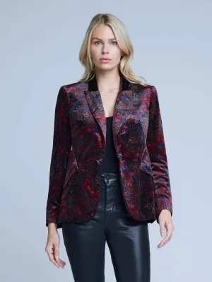 L'Agence - Chamberlain Velvet Blazer - Black & Red Medallion Paisley