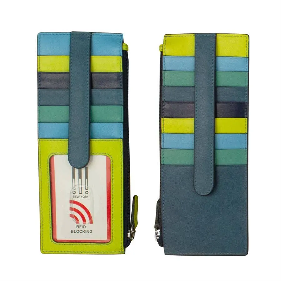 Leather Card Holder with Zip Pocket