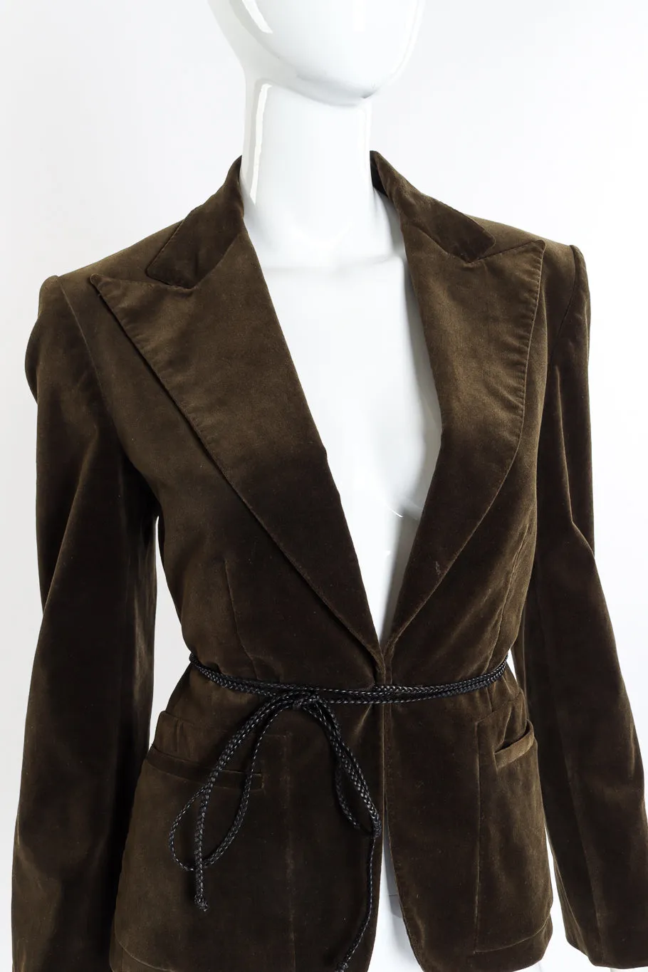 Leather Tie Velvet Blazer