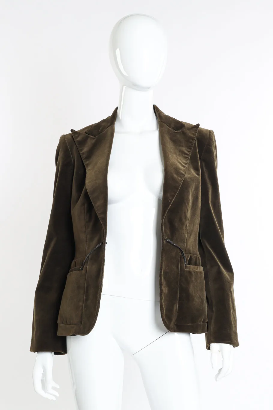 Leather Tie Velvet Blazer