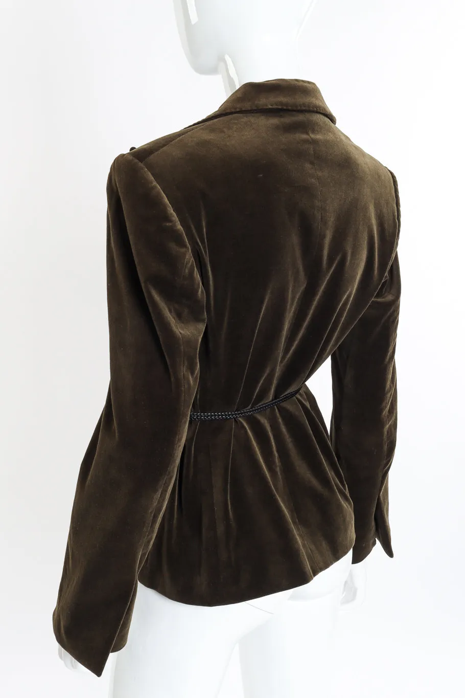 Leather Tie Velvet Blazer