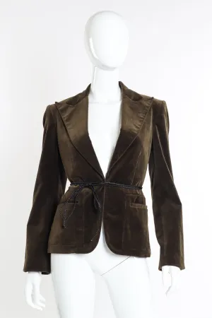Leather Tie Velvet Blazer