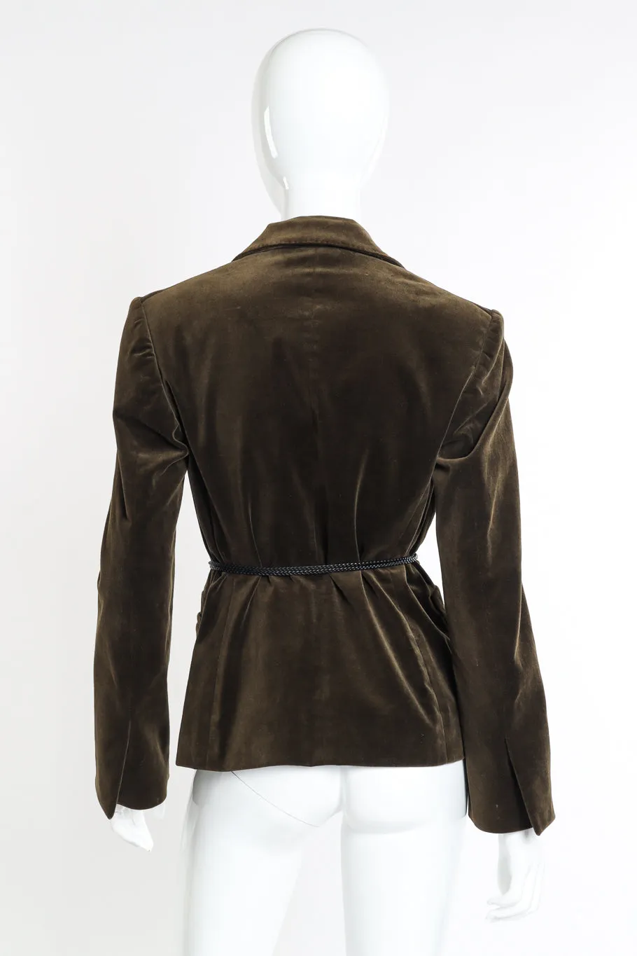 Leather Tie Velvet Blazer