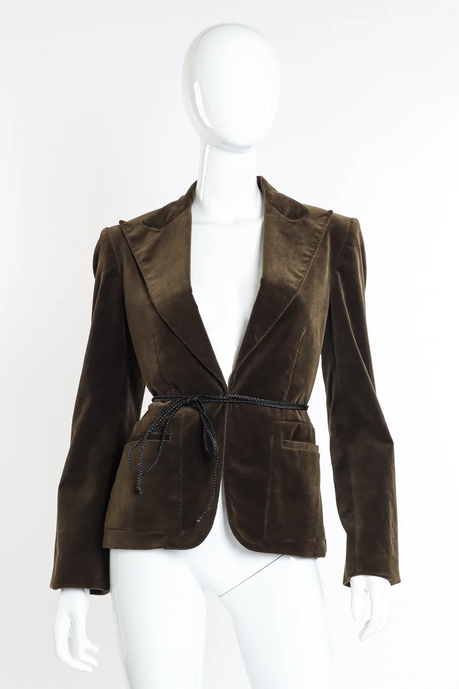 Leather Tie Velvet Blazer