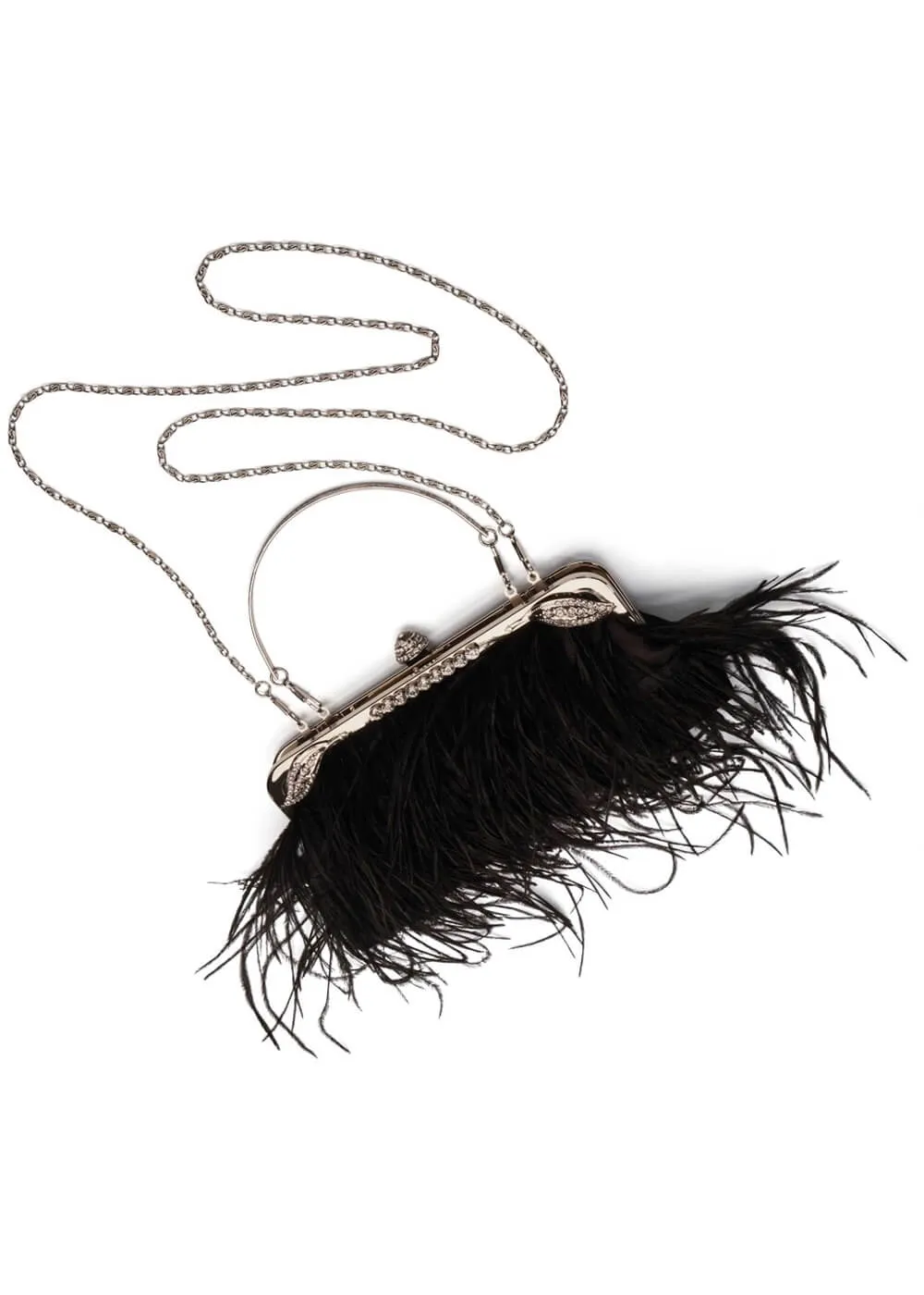Love Vintage Feather Art Deco Handbag Black