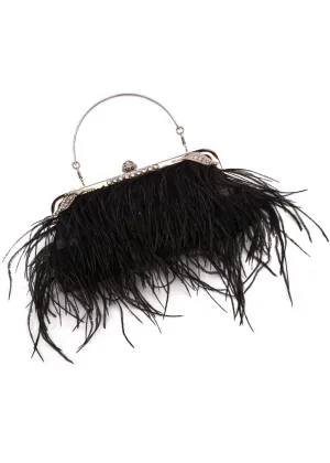 Love Vintage Feather Art Deco Handbag Black