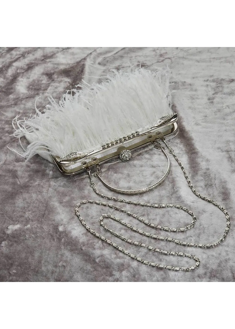 Love Vintage Feather Art Deco Handbag White