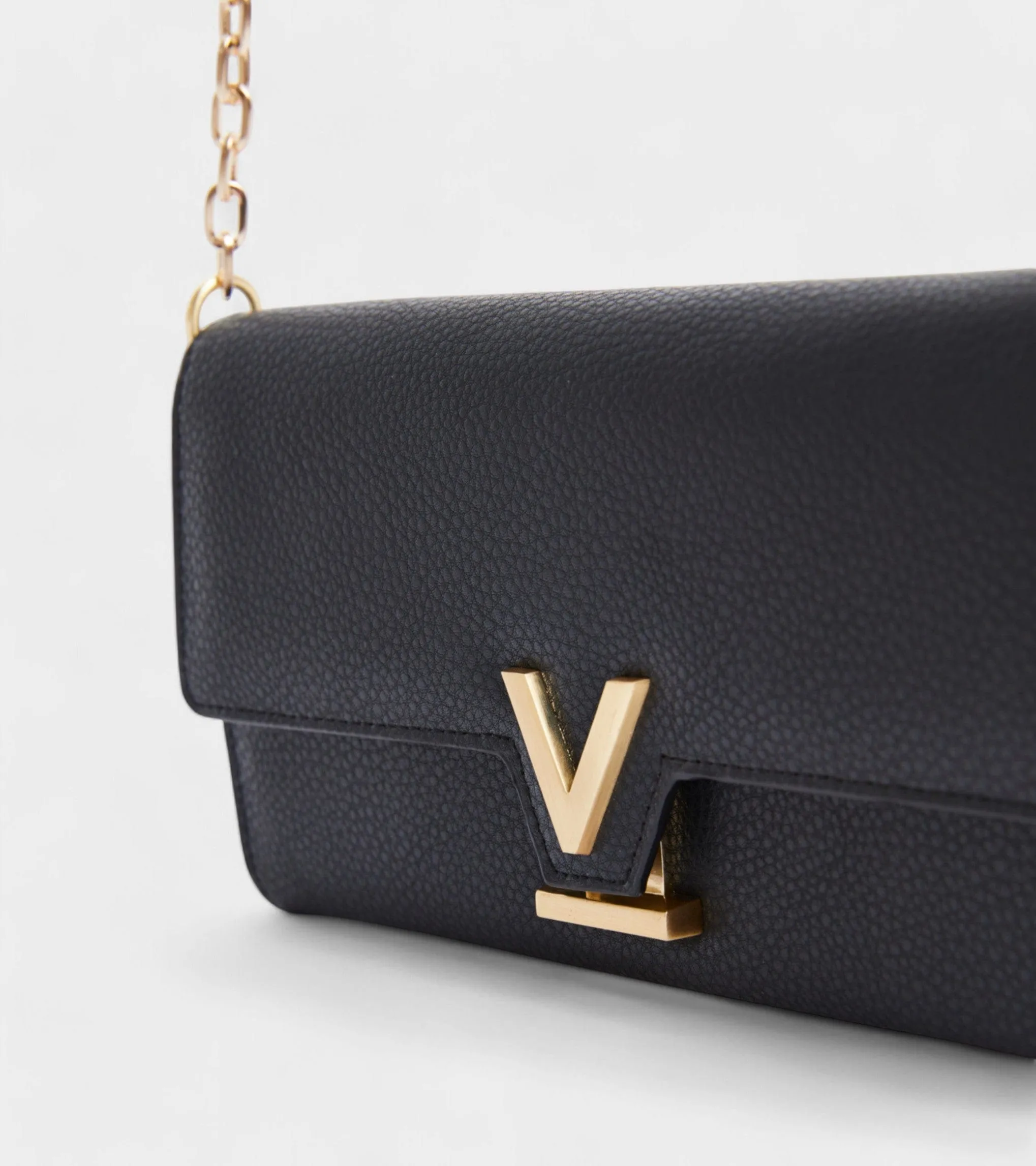 Luella Vegan Bio-Based Bamboo Leather Chain Purse | Black