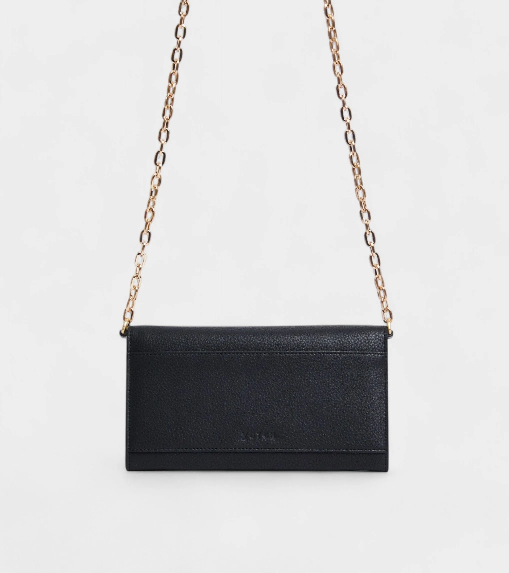 Luella Vegan Bio-Based Bamboo Leather Chain Purse | Black