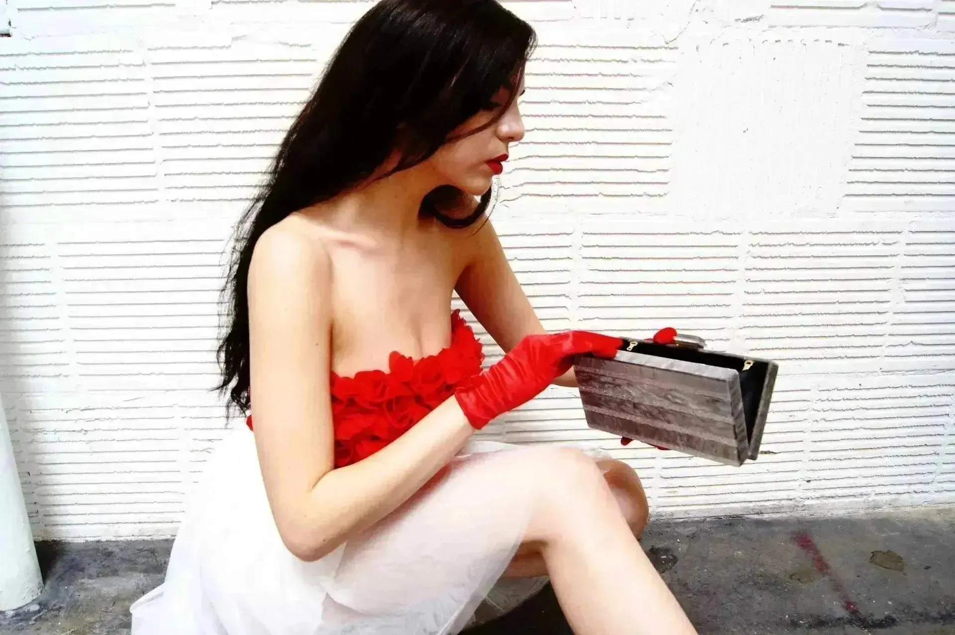 Marble Silver Stripe Box Clutch