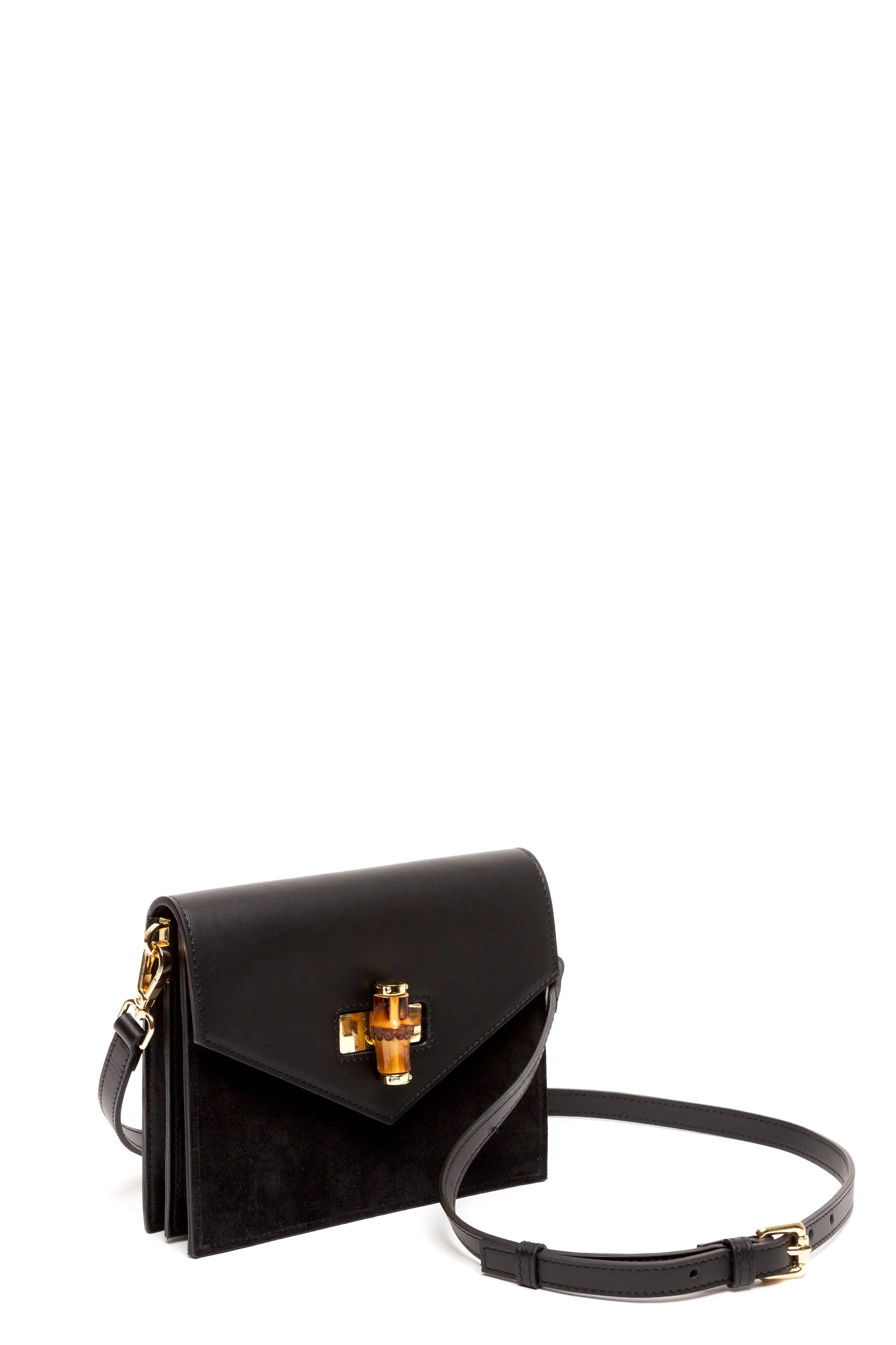 Margaux Black Leather & Suede Crossbody Bag