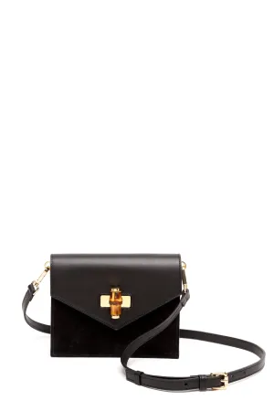 Margaux Black Leather & Suede Crossbody Bag