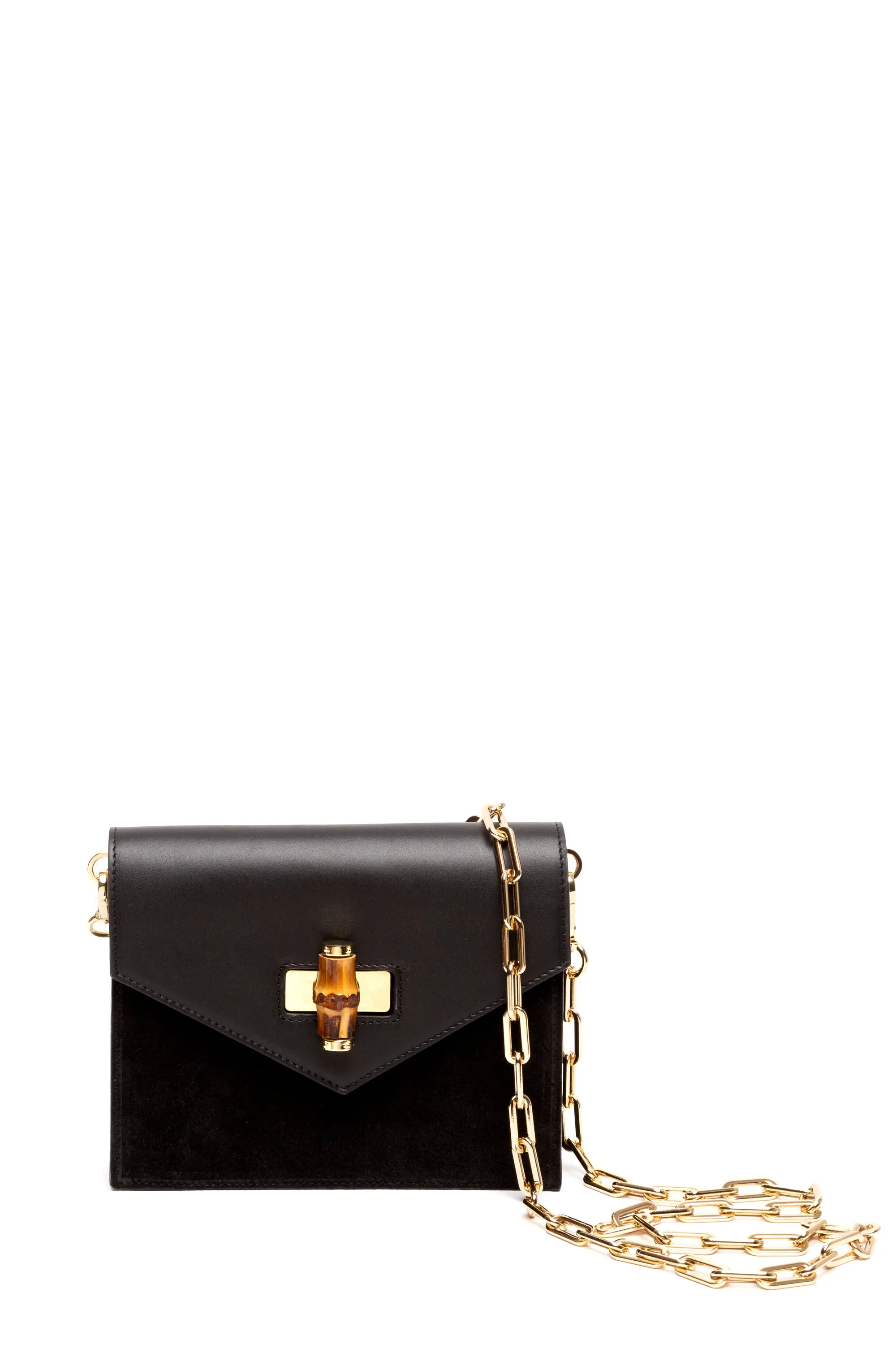 Margaux Black Leather & Suede Crossbody Bag