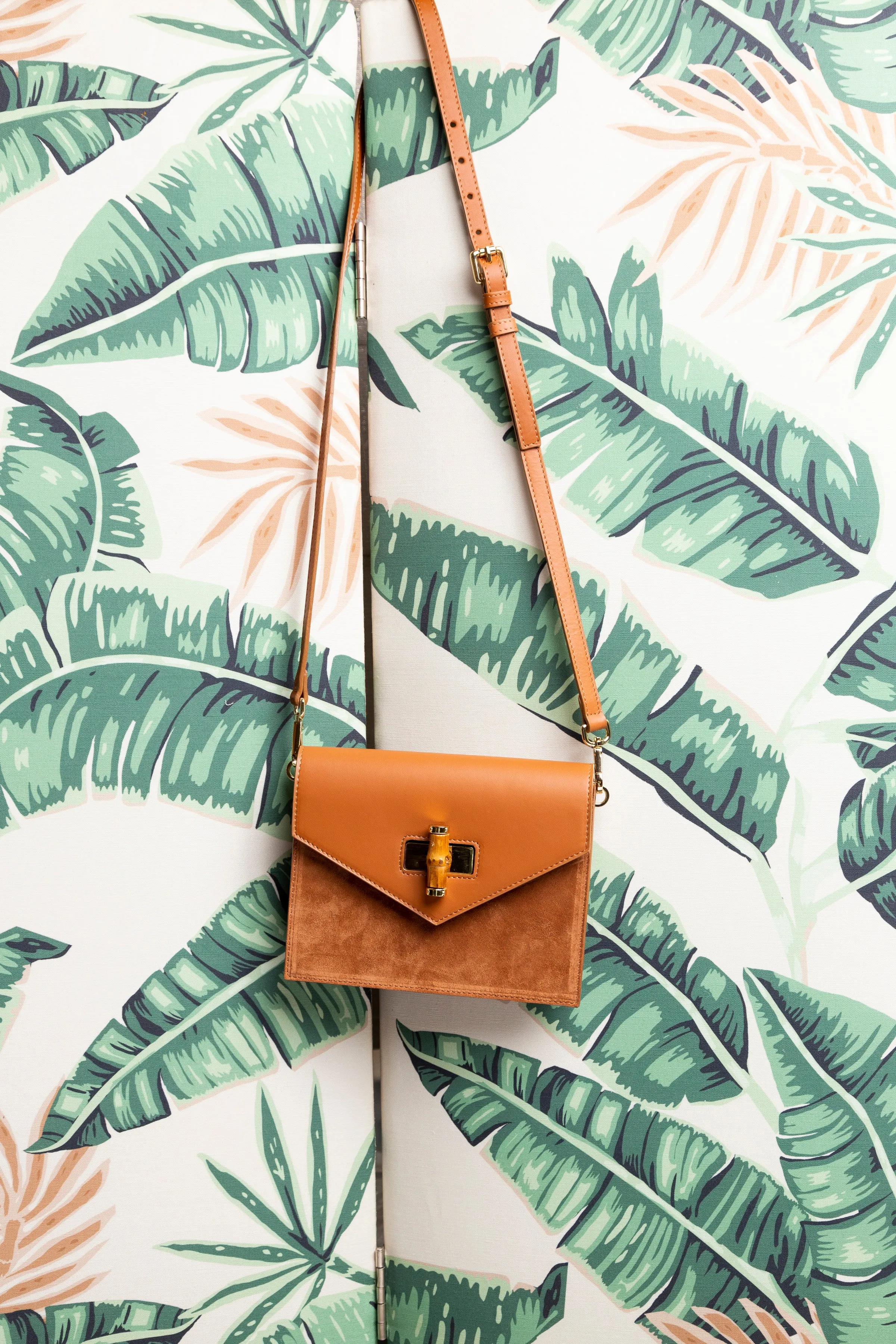 Margaux Caramel Leather/Suede Crossbody Bag