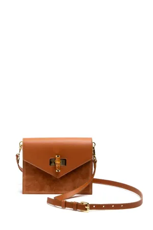 Margaux Caramel Leather/Suede Crossbody Bag