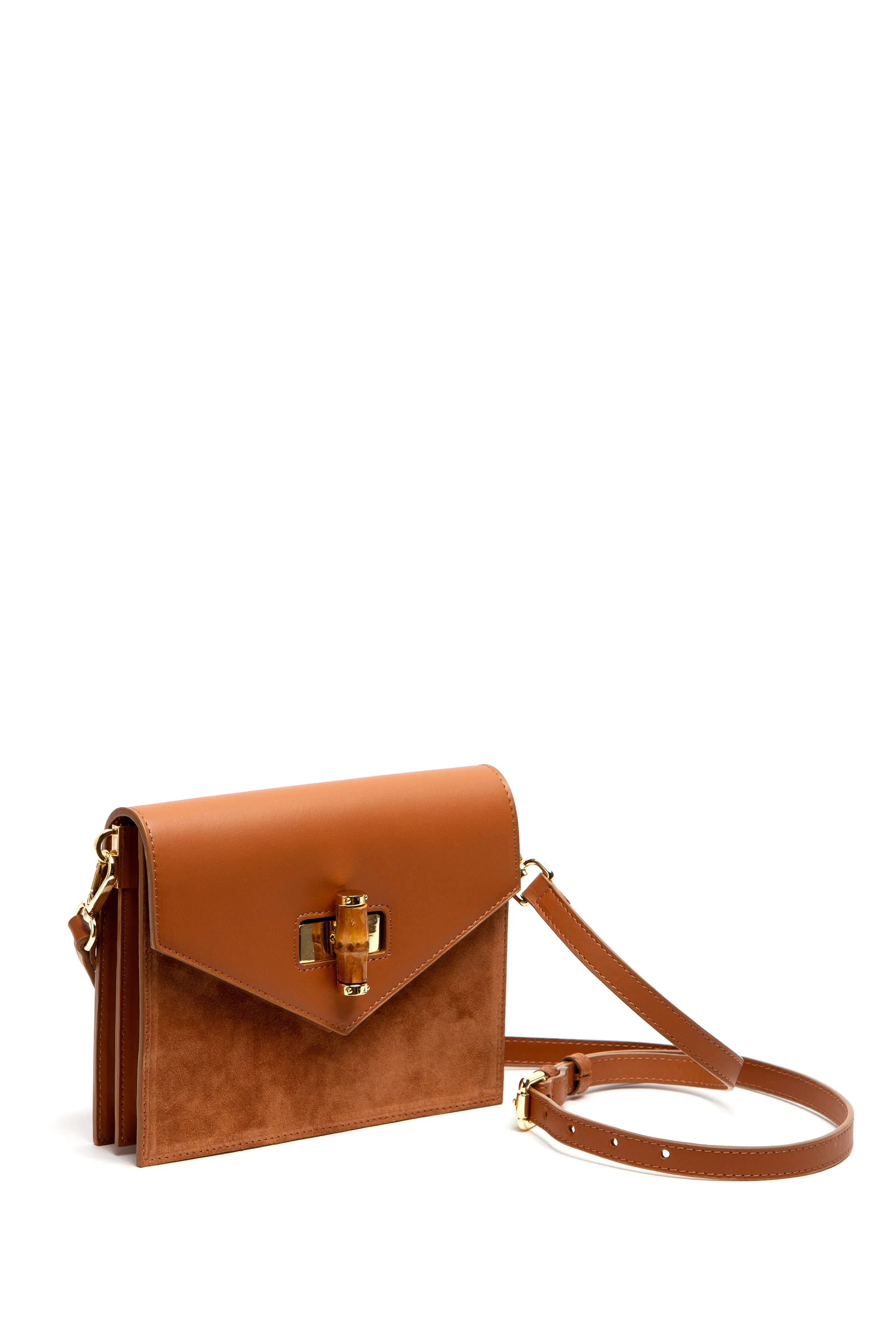 Margaux Caramel Leather/Suede Crossbody Bag
