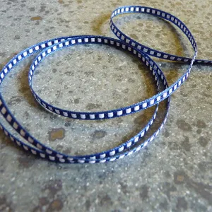 May Arts Ribbon : Stitched Center - Navy / White