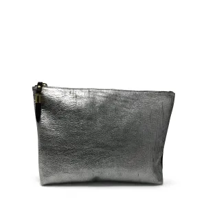 Metallic Rain Silver Medium Pouch