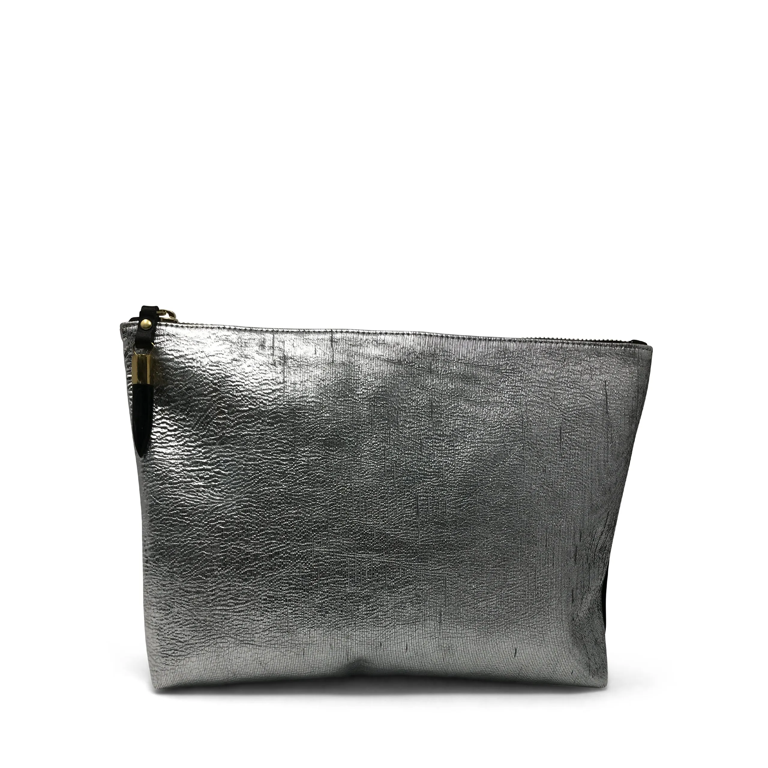 Metallic Rain Silver Medium Pouch