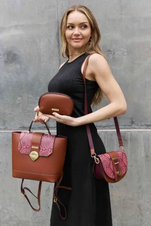 Nicole Lee Python Trio: Backpack, Crossbody & Pouch Set