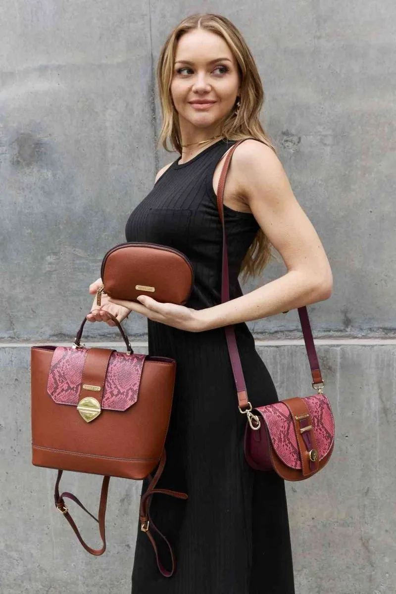 Nicole Lee Python Trio: Backpack, Crossbody & Pouch Set