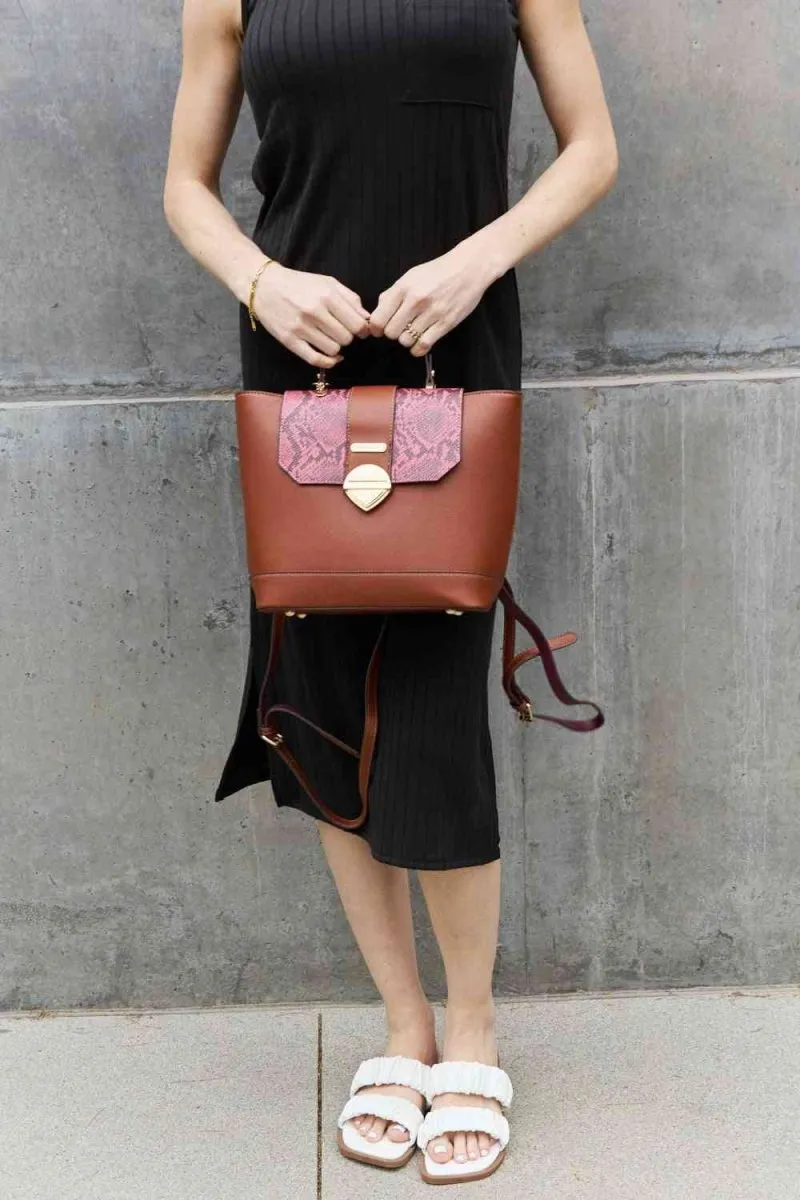 Nicole Lee Python Trio: Backpack, Crossbody & Pouch Set