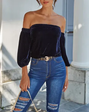 One-Shoulder Velvet Top