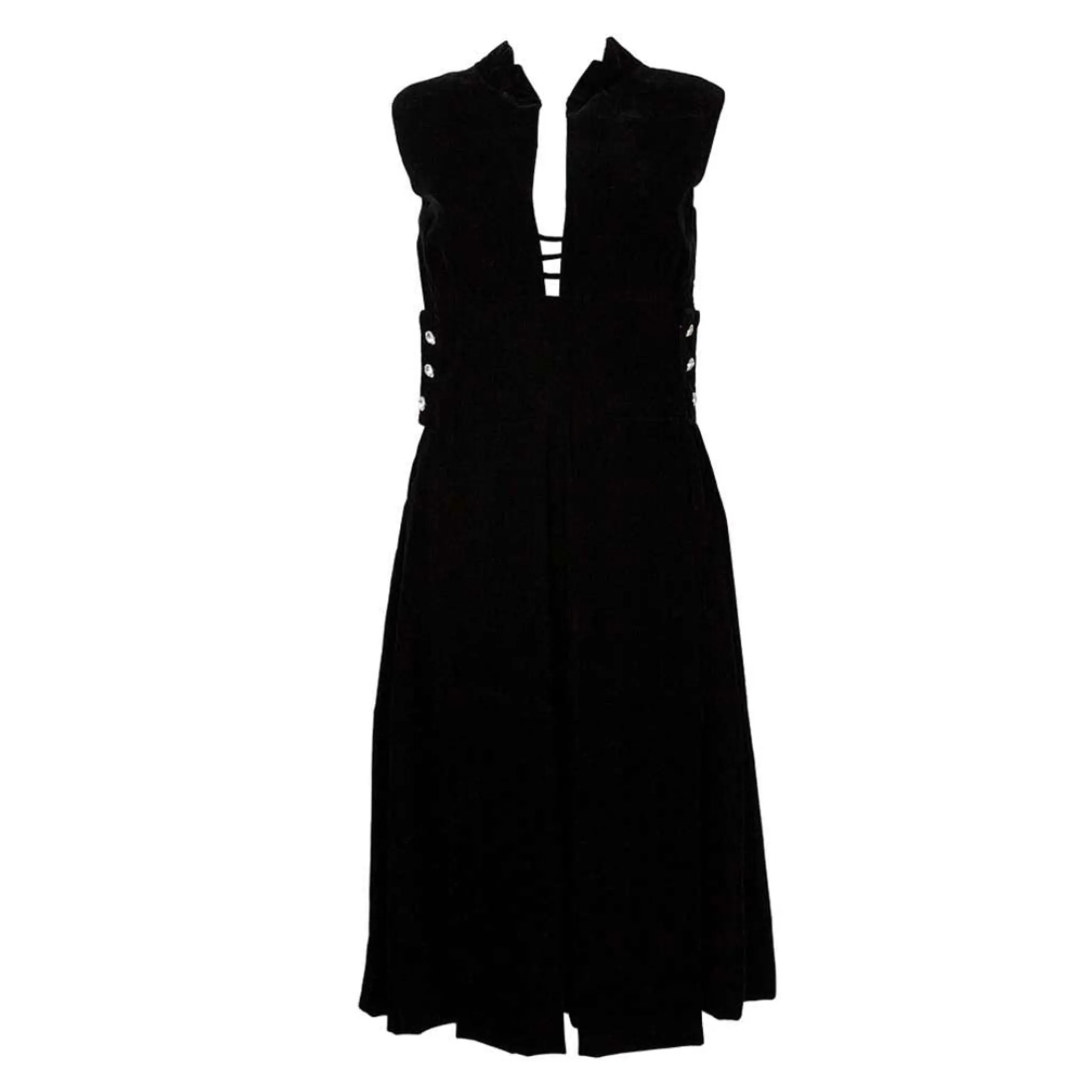 PAULINE TRIGERE Black Silk Velvet Cocktail Dress
