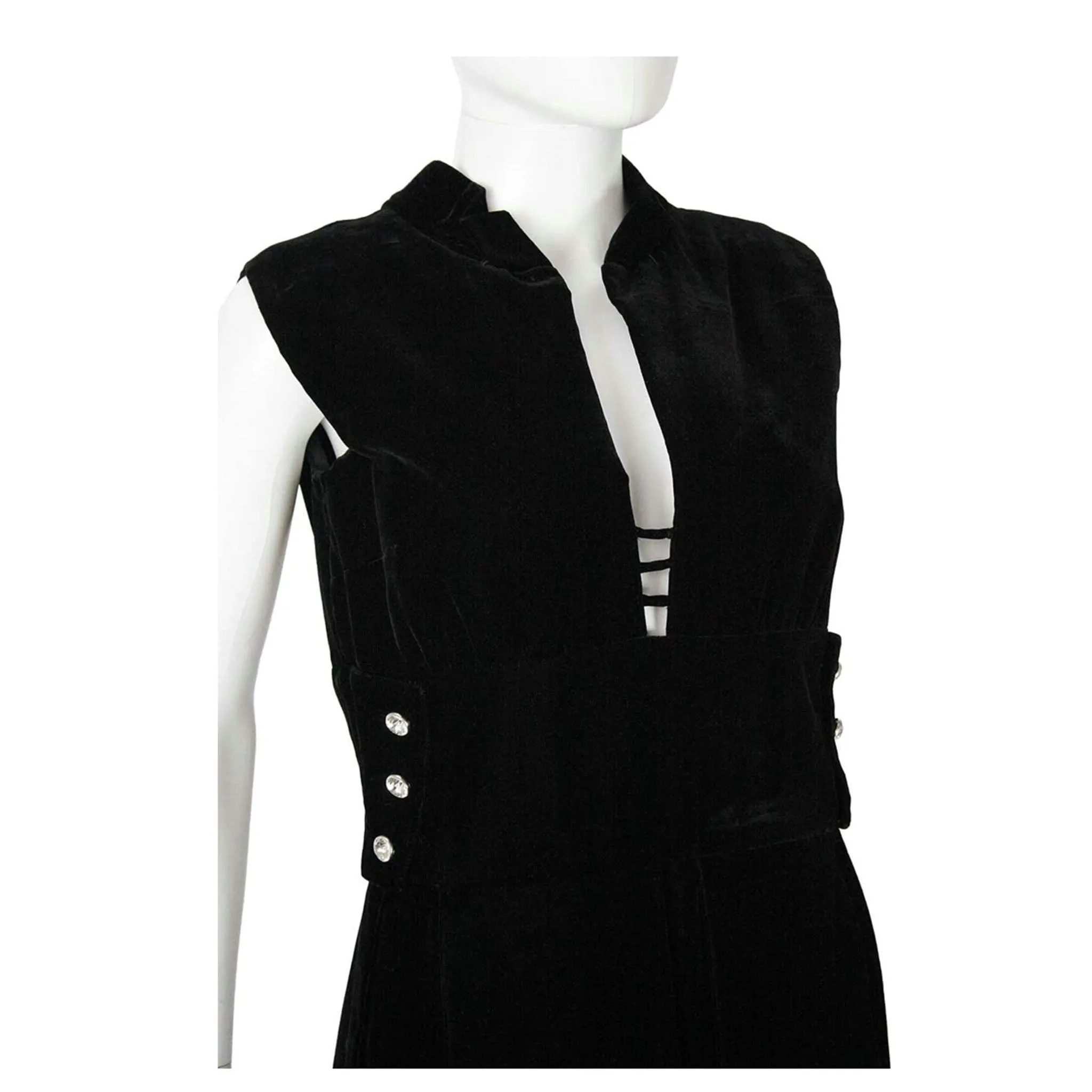 PAULINE TRIGERE Black Silk Velvet Cocktail Dress