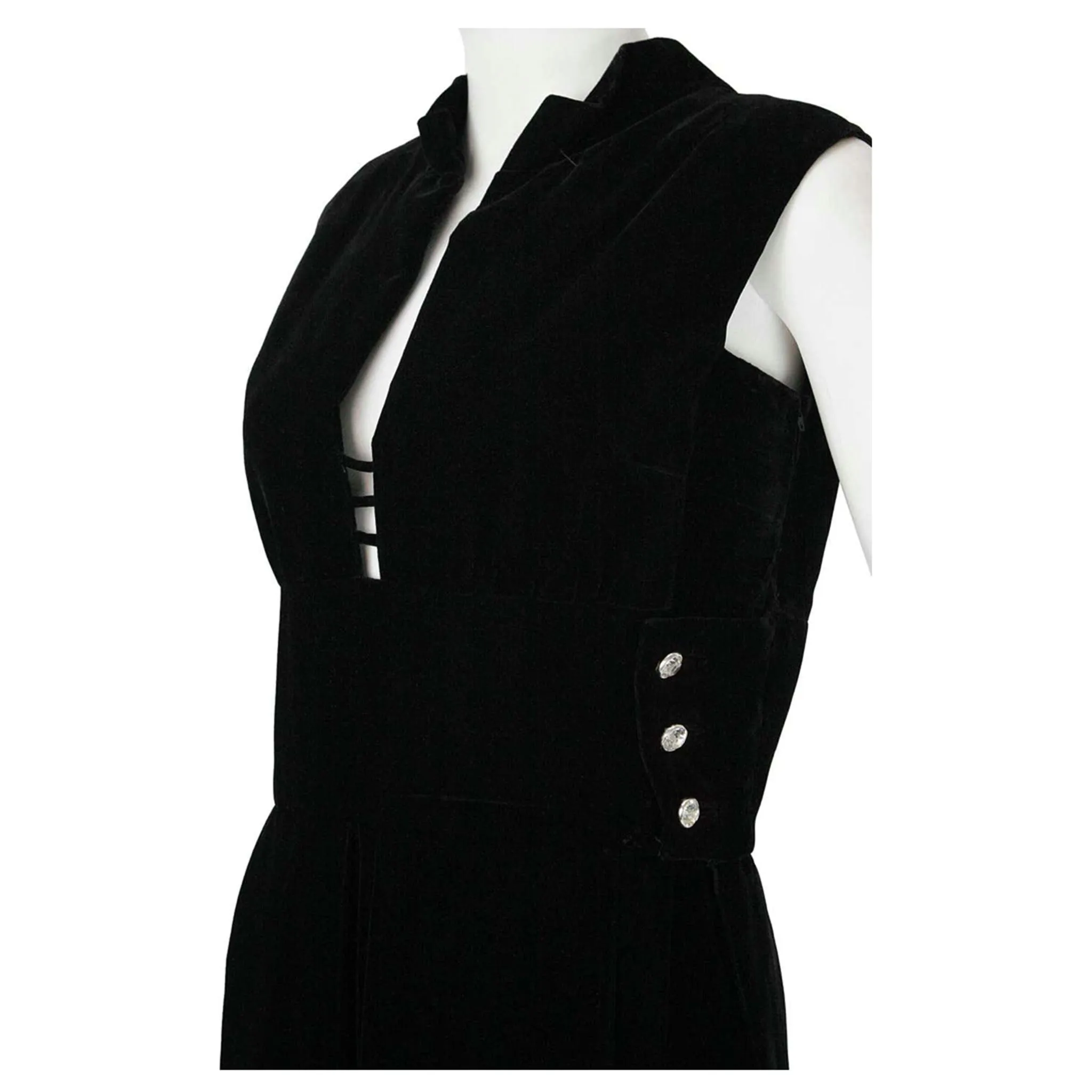 PAULINE TRIGERE Black Silk Velvet Cocktail Dress