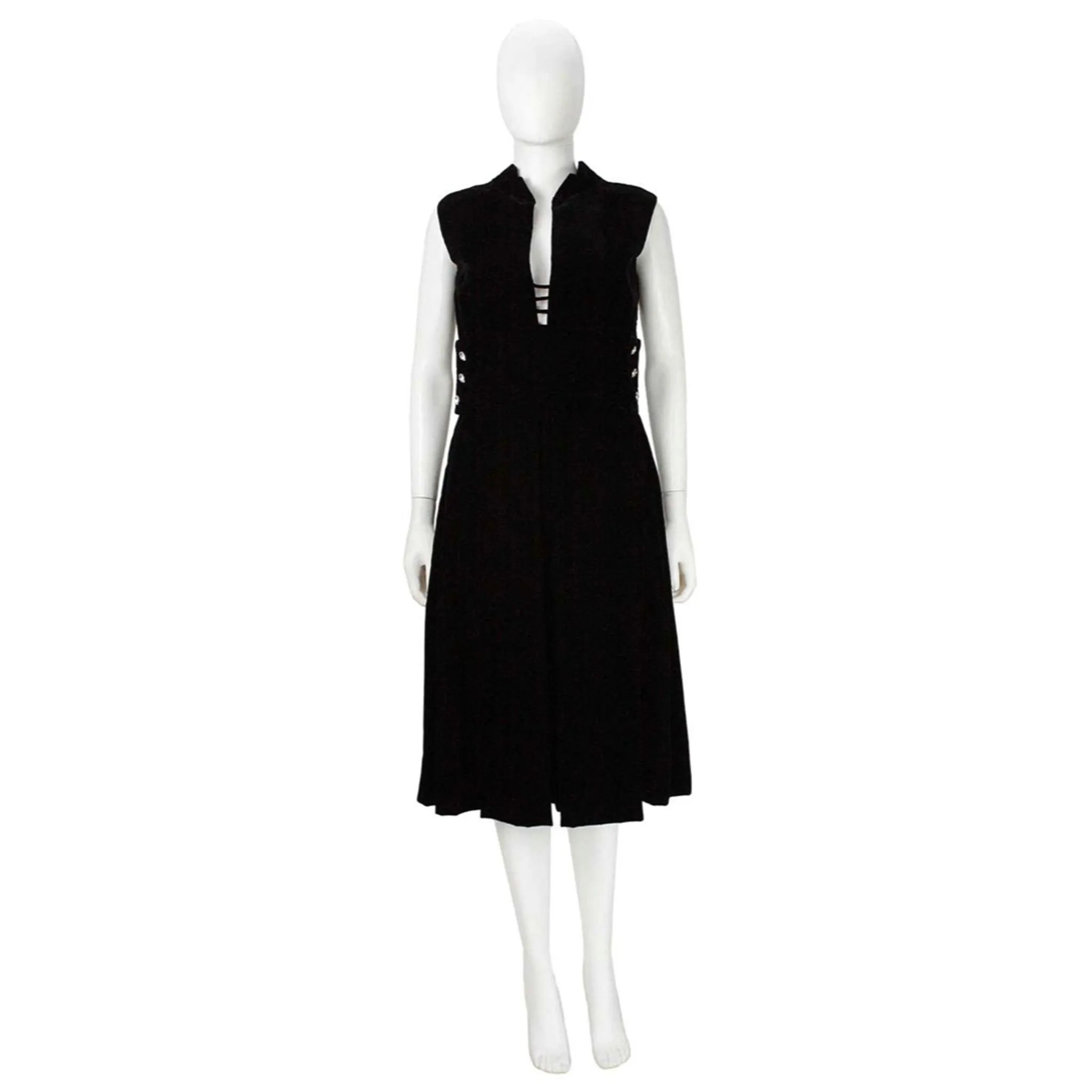 PAULINE TRIGERE Black Silk Velvet Cocktail Dress
