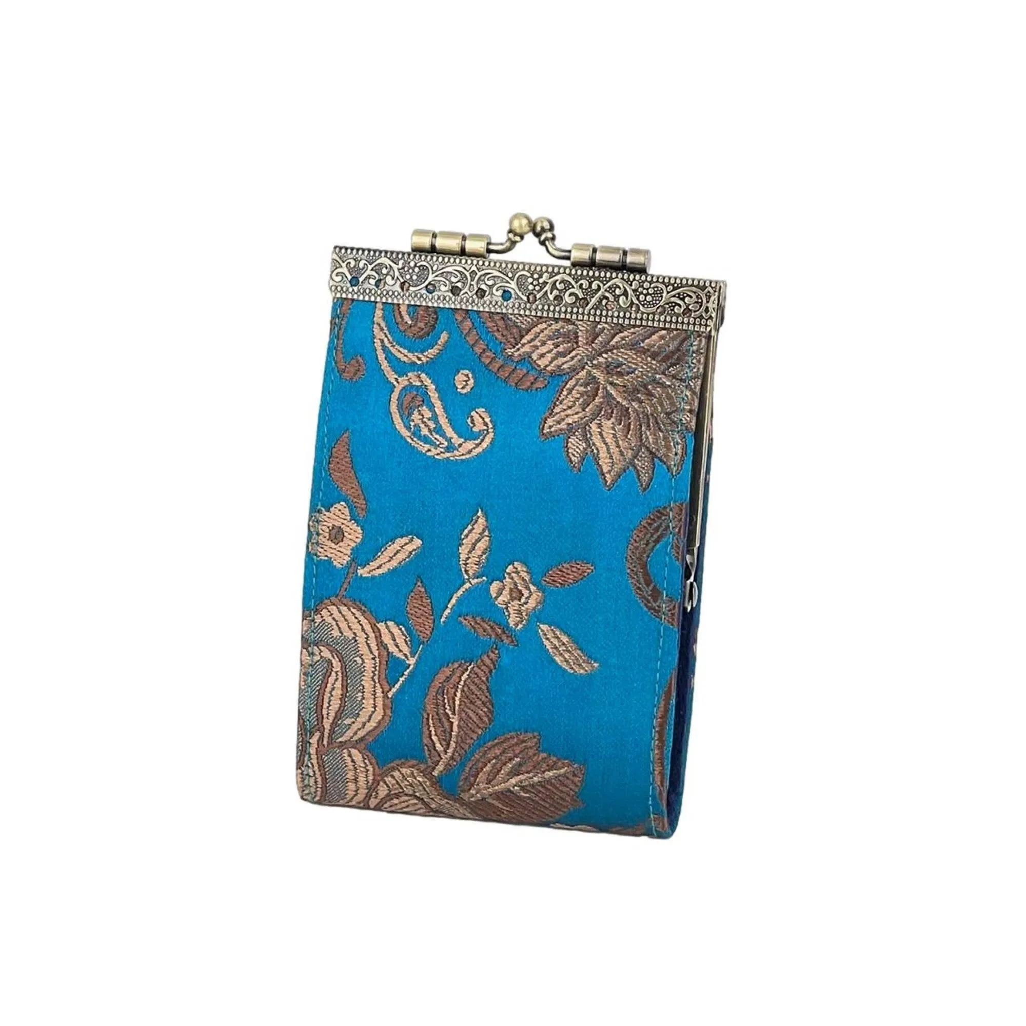 Peony Floral Brocade Card Holder with RFID Protection: Red