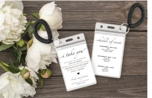 Personalized Destination Wedding Room Key Holder and Itinerary - Heart