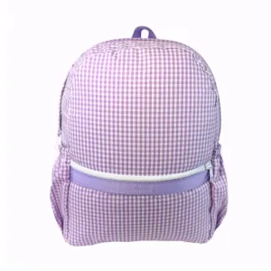 Personalized Gingham Lilac Large Backpack
