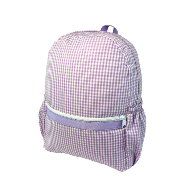 Personalized Gingham Lilac Large Backpack