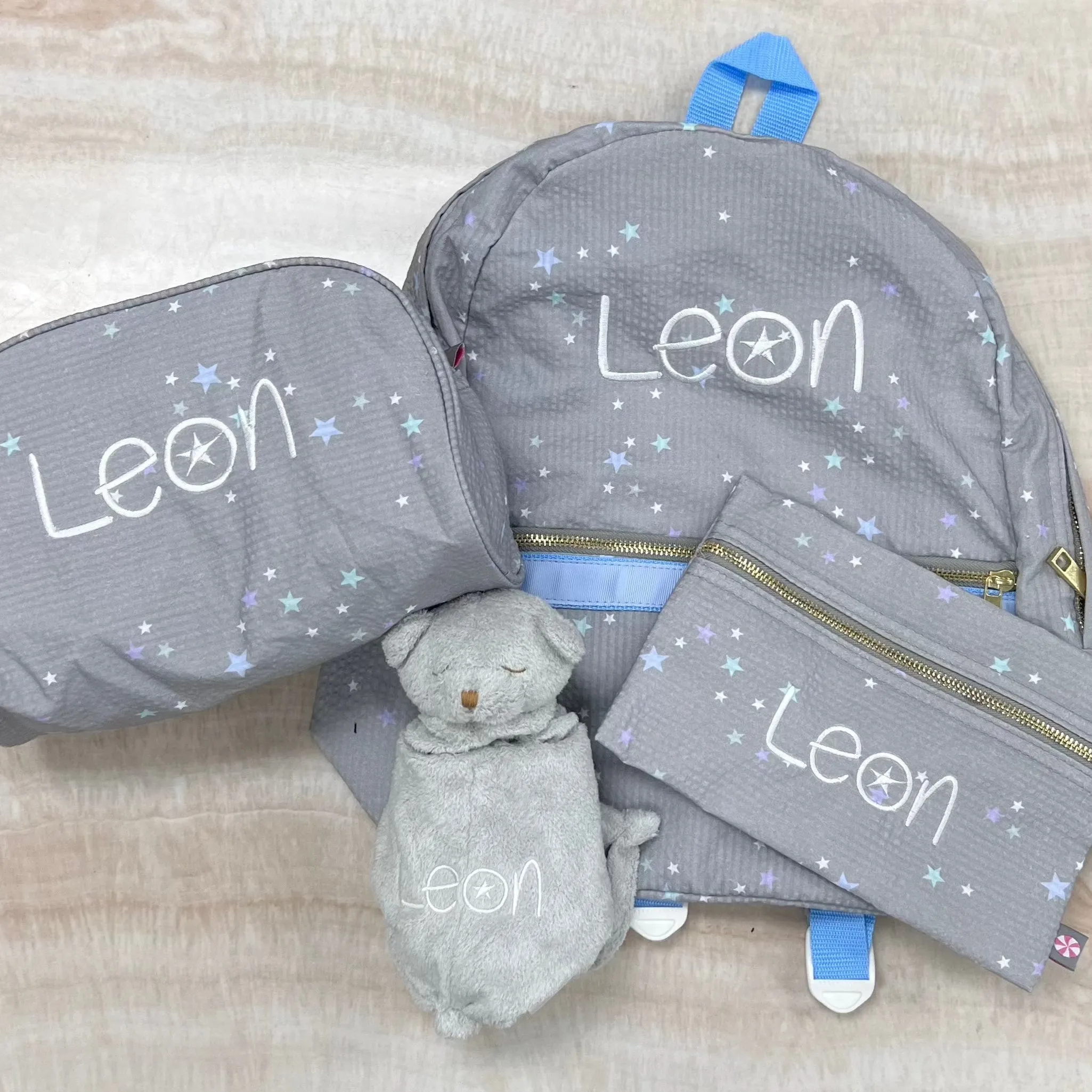 Personalized Seersucker Little Stars Small Backpack
