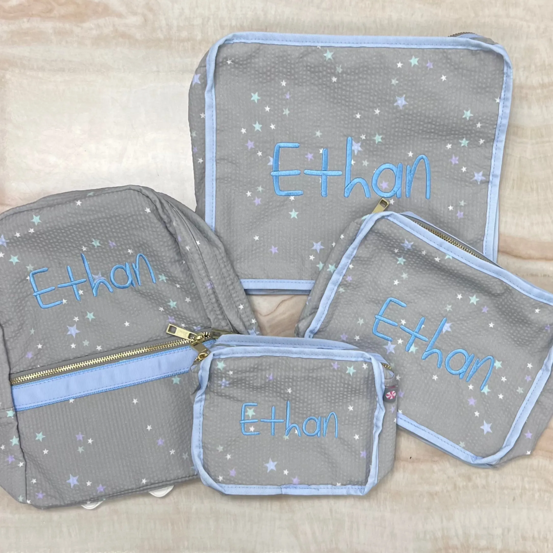 Personalized Seersucker Little Stars Small Backpack