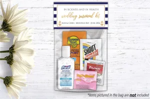 Personalized Wedding Hangover Recovery Kit Bag & Topper - Nautical Wedding