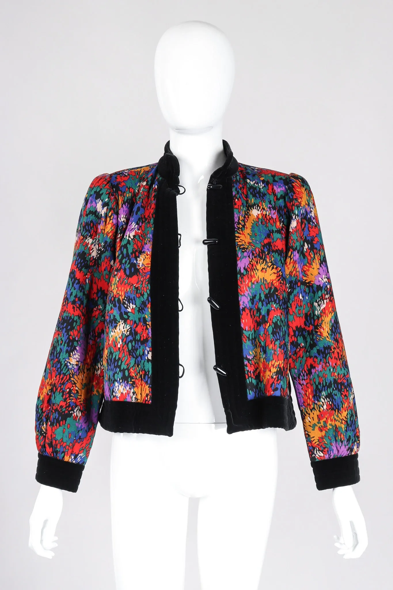 Quilted Splatter Print Folk Jacket