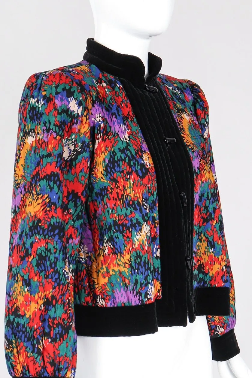 Quilted Splatter Print Folk Jacket