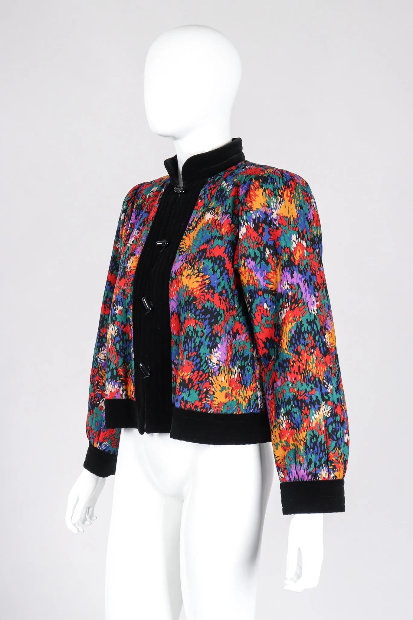 Quilted Splatter Print Folk Jacket