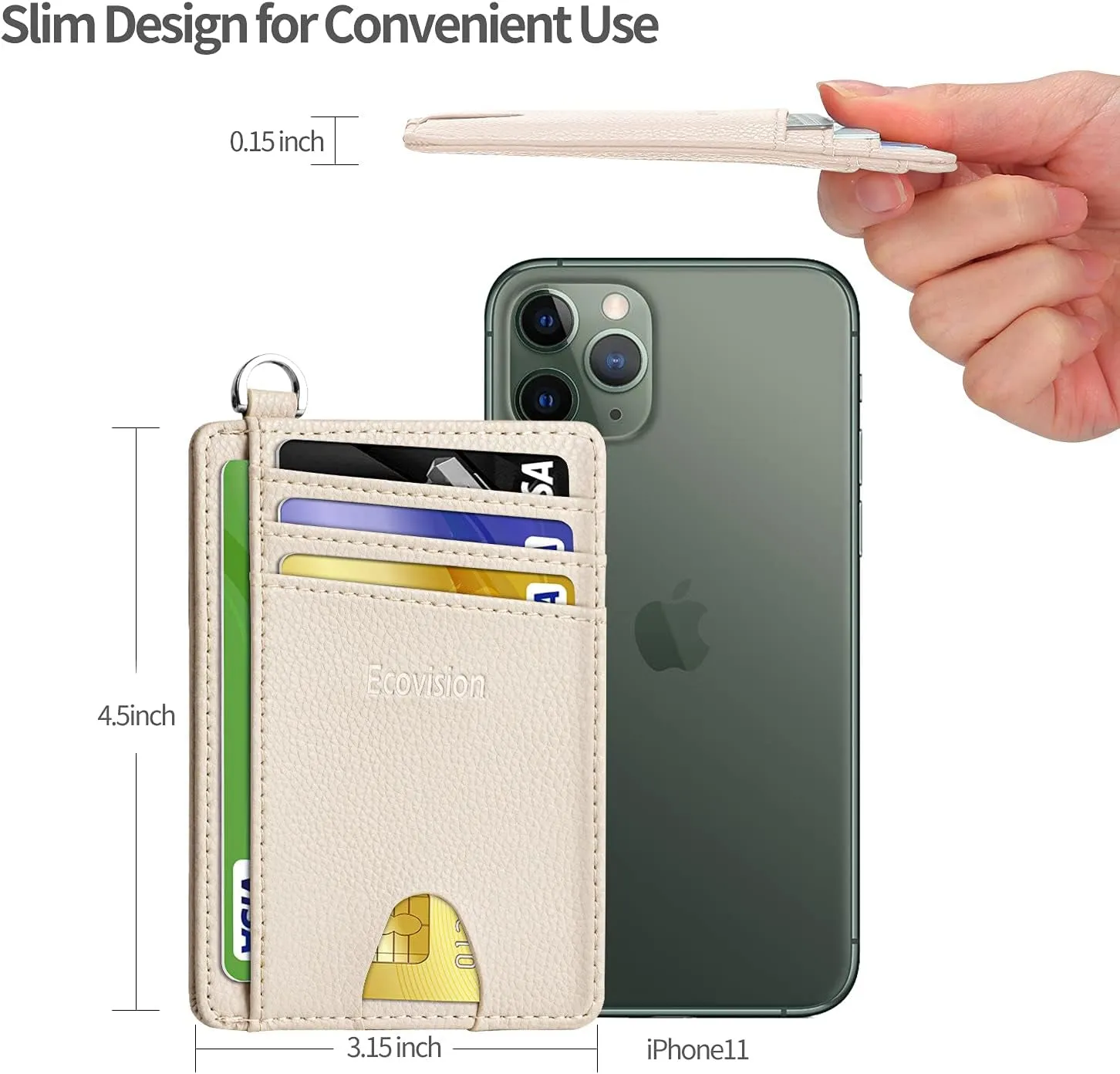RFID Blocking Front Pocket Wallet Credit Card Holder - Off White