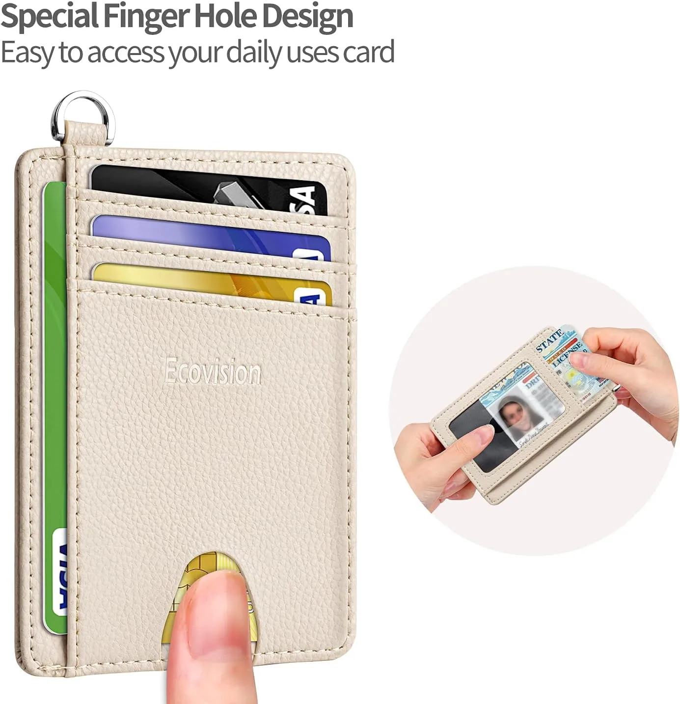 RFID Blocking Front Pocket Wallet Credit Card Holder - Off White